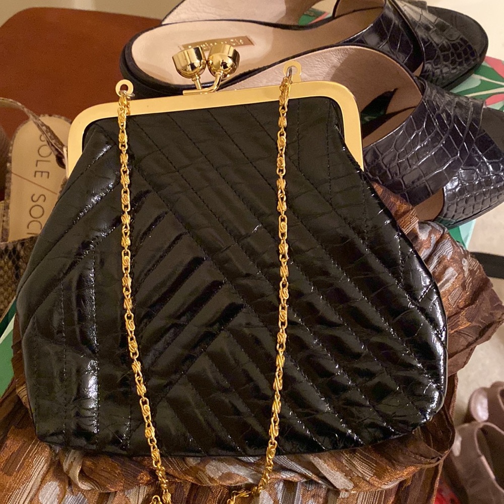 Black and gold evening bag